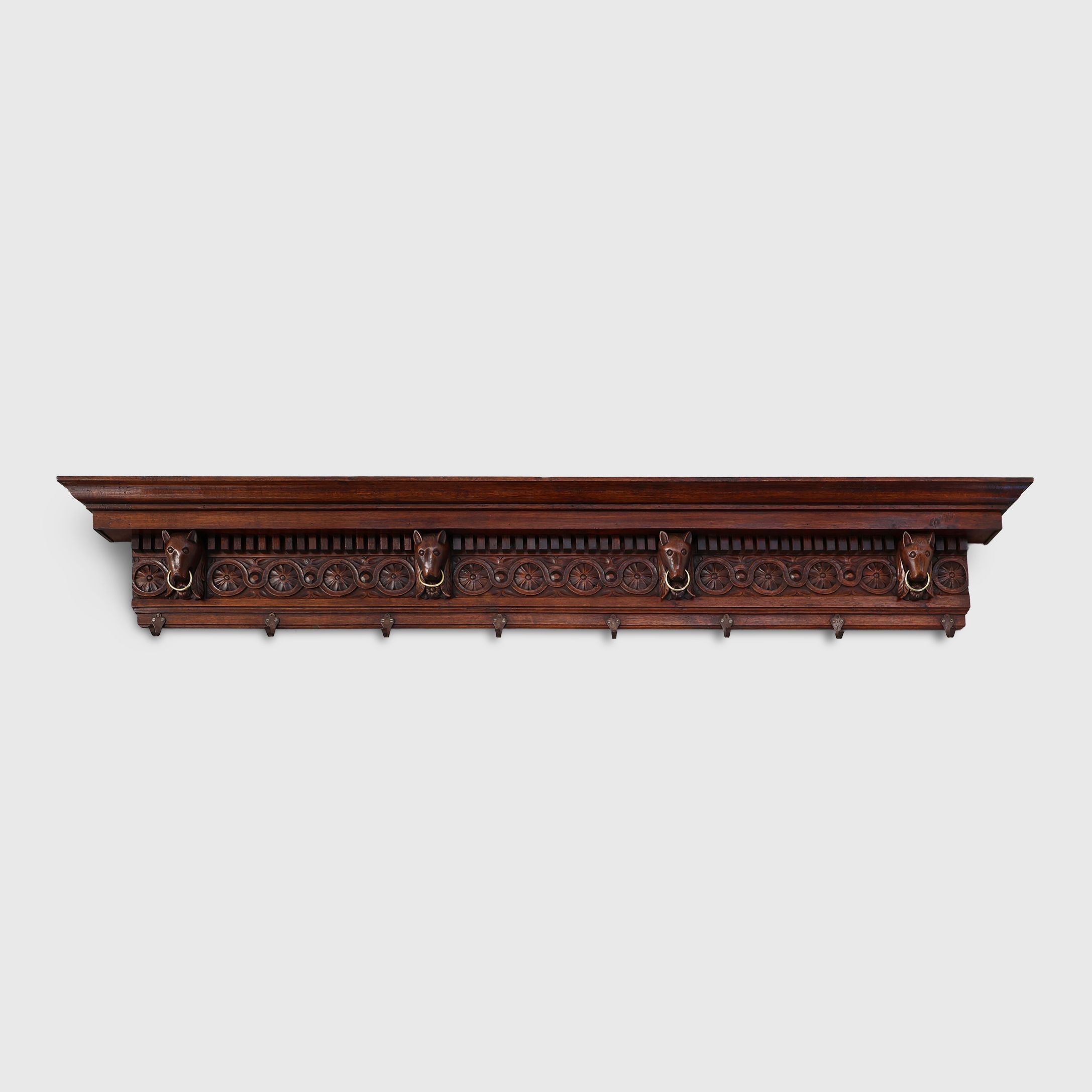 Large 18th Century Gothic solid oak hand carved coat rack, France -img